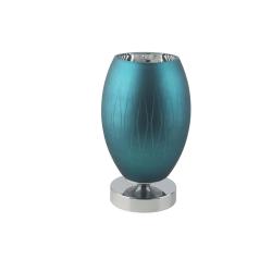 Lampe turquoise en verre motif Losange
