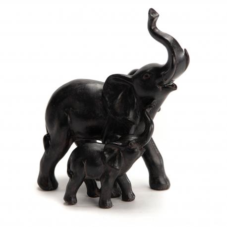 Statuette Maman et bébé Eléphant en promenade Statuette Maman et bébé Eléphant en promenade