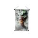 Toile Kakémono suédine Femme Fleurs