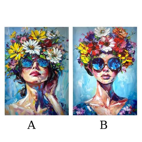 Tableaux Femme Fleur Bleu