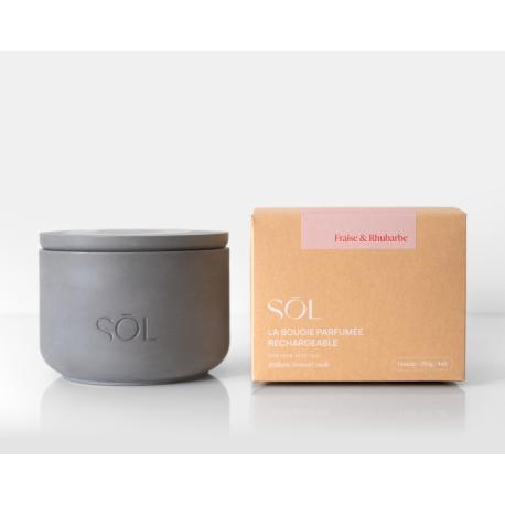 Grande bougie rechargeable Fraise et Rhubarbe Grande bougie rechargeable Fraise et Rhubarbe