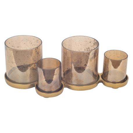 Bougeoir multi en verre et métal doré