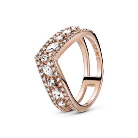 Pandora — Bague Chevron Double Marquise Scintillante — T.54