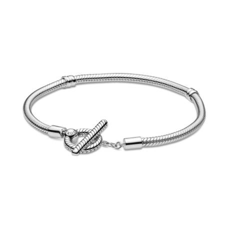 Bracelet Maille Serpent Fermoir Lasso en (T-bar) ARGENT PANDORA MOMENTS Taille 21