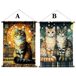 Kakémono Chat en suédine