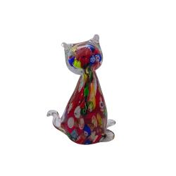 Sulfure chat en verre rouge