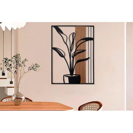 Décoration murale plante verte sur bois