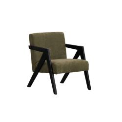 Fauteuil Velours Kaki et bois