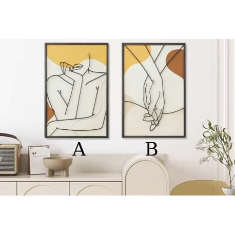 Tableau métal relief et bois