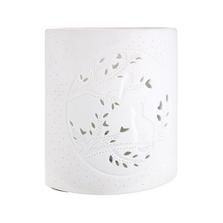 Lampe d'ambiance Oiseaux et Chat en porcelaine