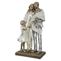 Sculpture Famille en résine doré et argenté