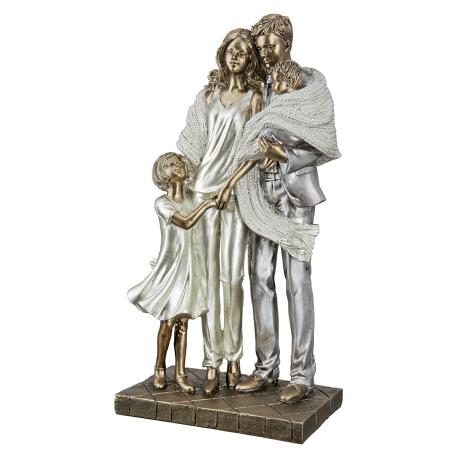 Sculpture Famille en résine doré et argenté