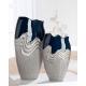 Vase Wavy en céramique argent et bleu