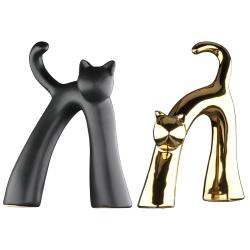 Statuette chat wavy noir ou or