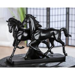 Statuette Chevaux Luna et Casanova en résine noir