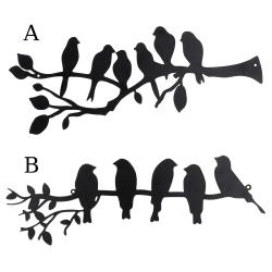 Relief mural motif oiseaux en métal noir