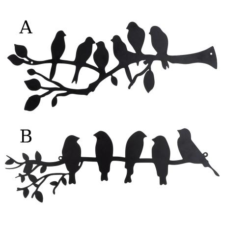 Relief mural motif oiseaux en métal noir