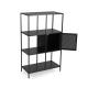 Étagère noire 4 niveaux avec casier
