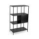 Étagère noire 4 niveaux avec casier