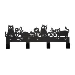 Porte manteau chat fleurie noir