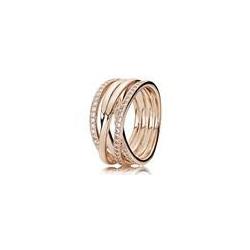 Pandora — Bague Scintillante & Lignes Polies Métal doré à l'Or Rose 14 carats — T.52