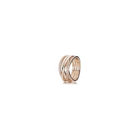 Pandora — Bague Scintillante & Lignes Polies Métal doré à l'Or Rose 14 carats — T.52