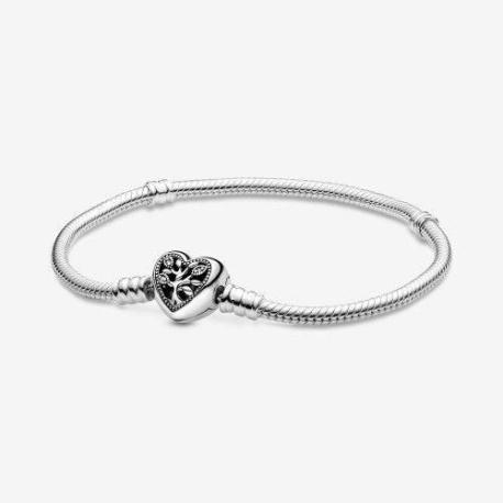 Pandora — Bracelet Maille Serpent Fermoir Cœur Arbre de Vie