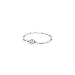 Pandora — Bracelet Maille Serpent & Cœur Scintillant — T.19