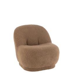 Fauteuil Teddy en velours Brun
