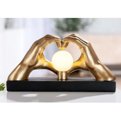 Lampe d'ambiance Mains cœur en résine doré