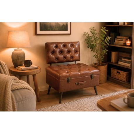 Fauteuil coffre en simili cuir Navajo