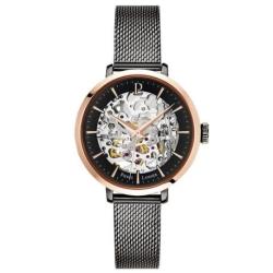 Montre Femme PIERRE LANNIER, Automatique Acier Rosé Milanais Noir