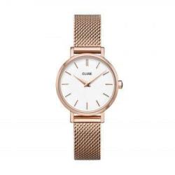 Montre Femme Boho Chic Rosée Bracelet Milanais Fond Blanc Cluse
