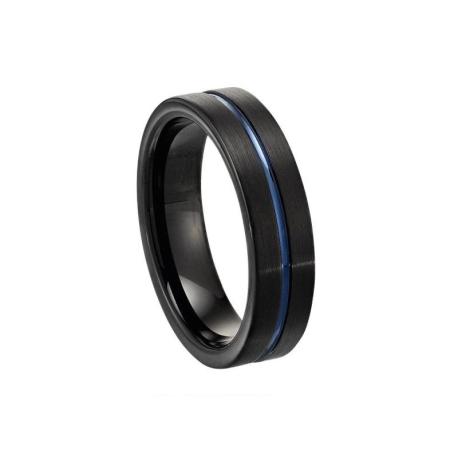 Bague Homme Tungstene et PVD Noir et Bleu JOURDAN