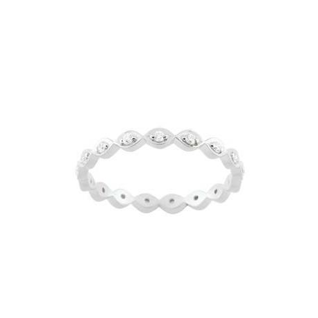 Bague Femme Moderne Or Blanc 9 Carats Tour Complet Diamants Collection Farandole