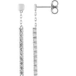 Boucles d'Oreilles Femme avec Pierres Or Blanc 9 Carats Collection Pauline