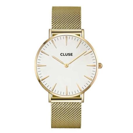 Montre Femme La Bohème Dorée Bracelet Milanais Fond Blanc Cluse