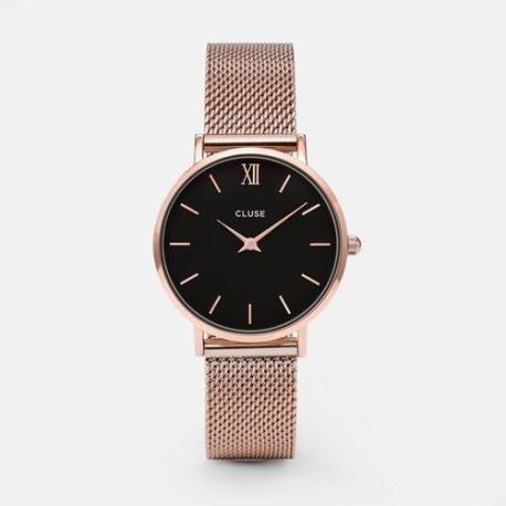 Montre Femme Minuit Bracelet Milanais Noir Cluse