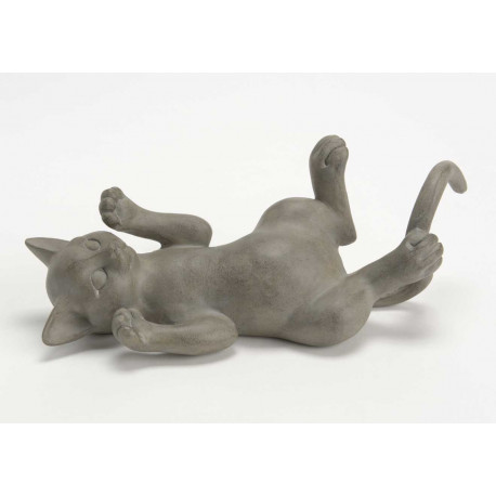 Statuette chat joueur en résine grise Statuette chat joueur en résine grise